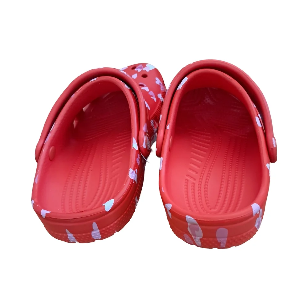 CROCS Classic Clog Cherry Red With Hearts Various Toddler & Little Girls Sizes